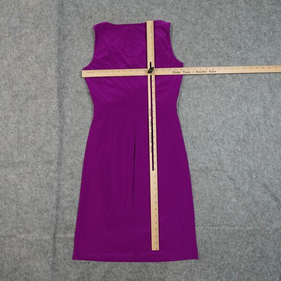 Ralph Lauren Dress Womens 8 Jersey Twist Front Sheath Ruched Midi Pink Stretch - Picture 6 of 9